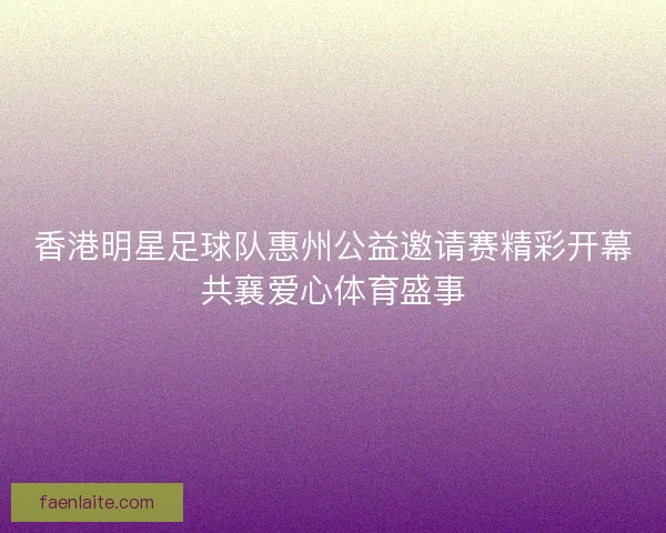香港明星足球队惠州公益邀请赛精彩开幕共襄爱心体育盛事 香港明星足球队惠州公益邀请赛精彩开幕共襄爱心体育盛事